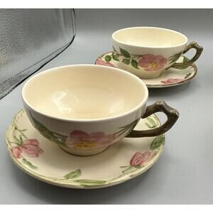 Franciscan Desert Rose 2 Cups Saucers Various Back Stamps USA